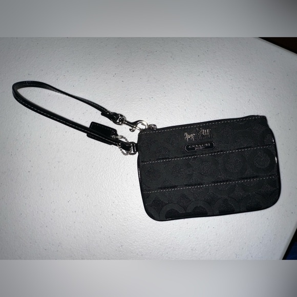 Coach Signature Black Monogram Wristlet Wallet - Picture 4 of 8